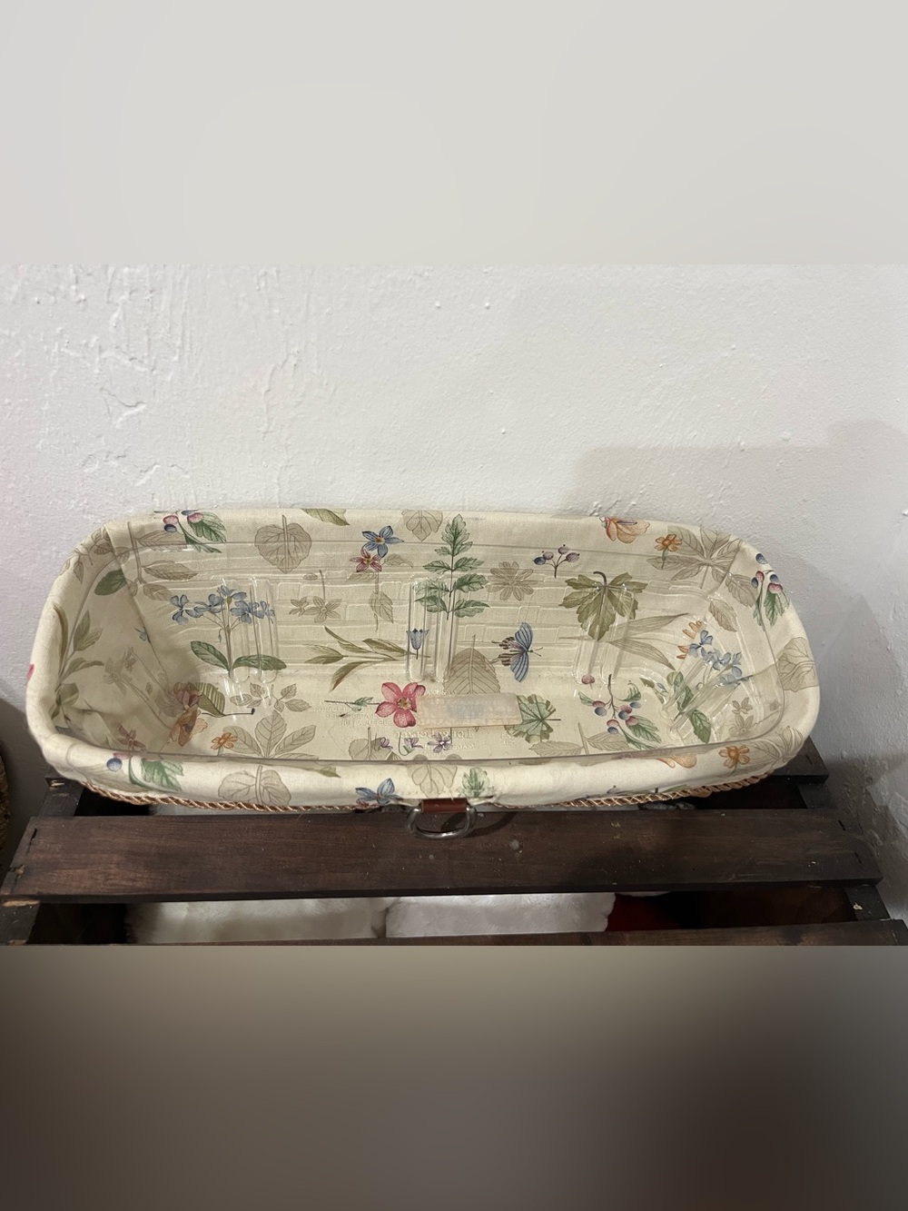 Longaberger Bread Basket with  Cloth and plastic Liner. - Picture 2 of 5
